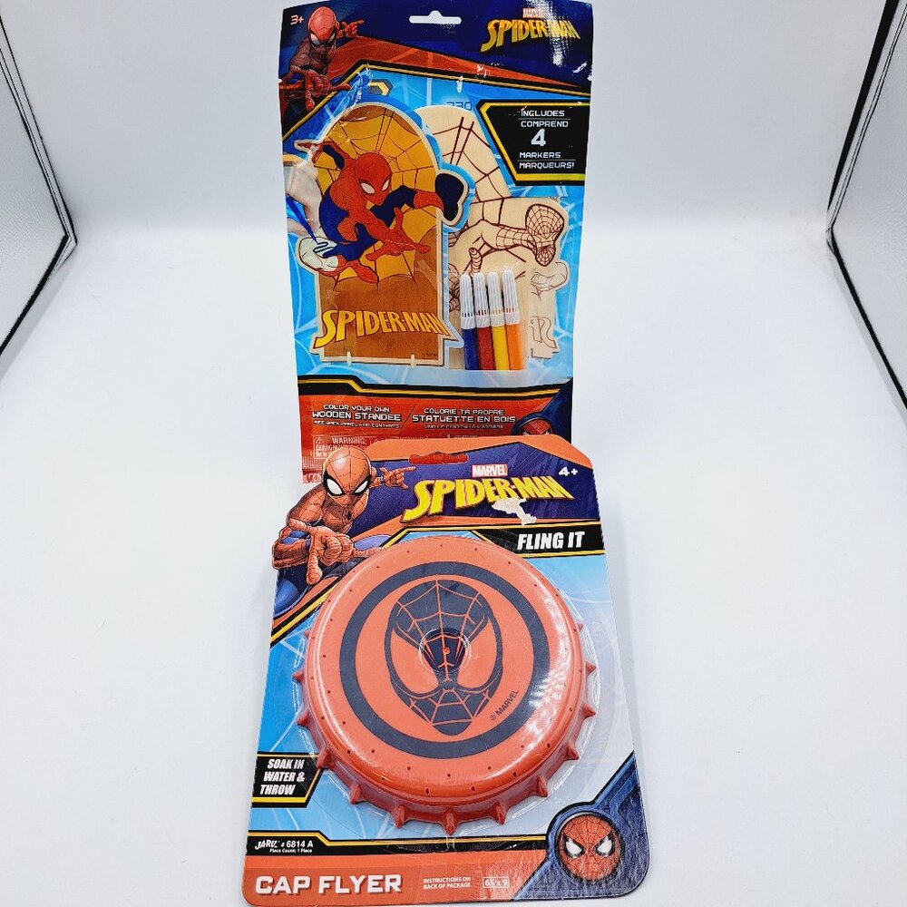 Marvel Avenger Spiderman Water Cap Flyer & Spiderman Wood Craft Stocking Stuffer